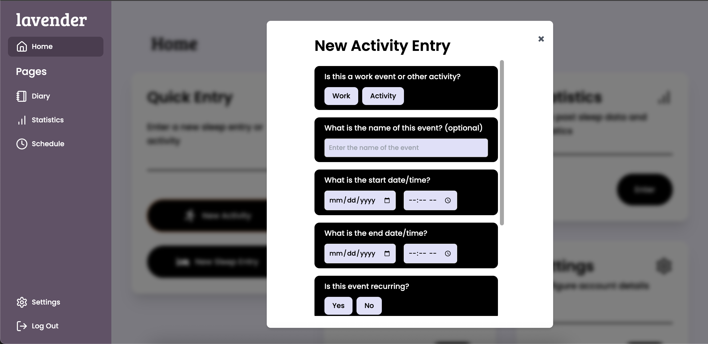 Quick Activity Entry