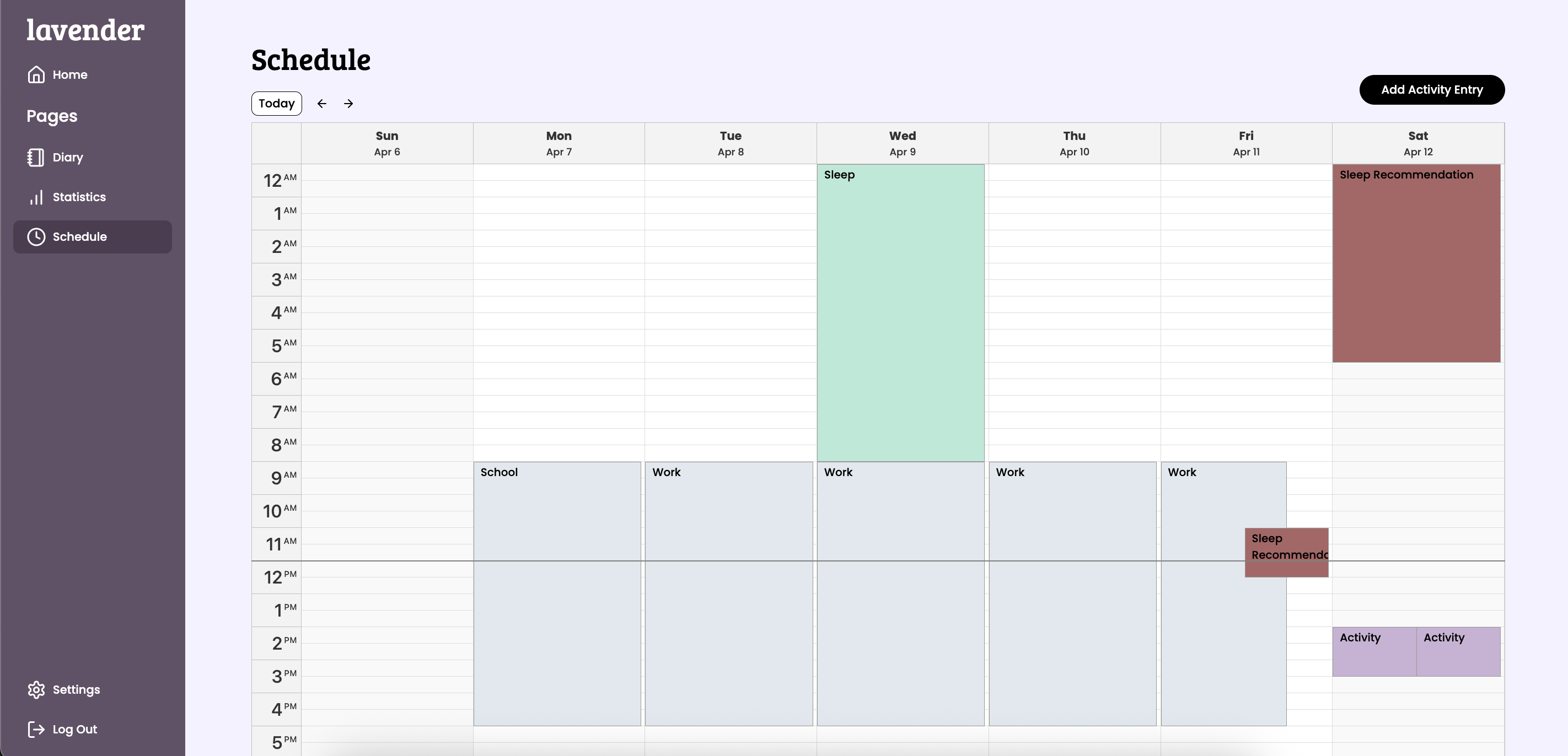Schedule Page