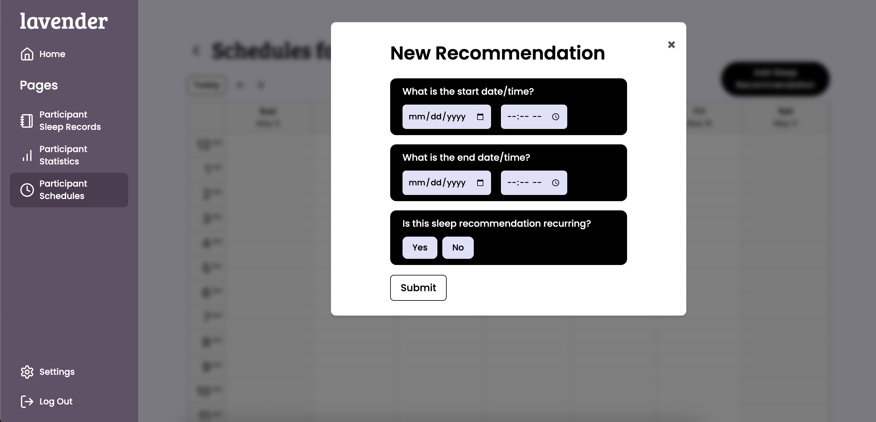Sleep Recommendation Modal